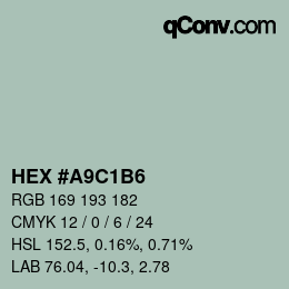 Código de color: HEX #A9C1B6 | qconv.com