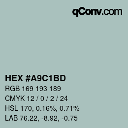 Código de color: HEX #A9C1BD | qconv.com