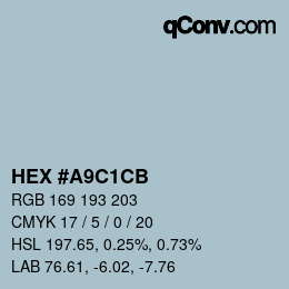 Color code: HEX #A9C1CB | qconv.com