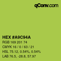 カラーコード: HEX #A9C94A | qconv.com