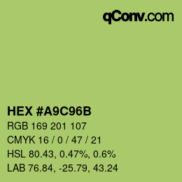 Color code: HEX #A9C96B | qconv.com