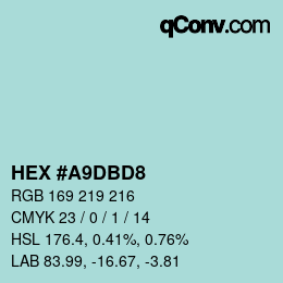 颜色代码: HEX #A9DBD8 | qconv.com