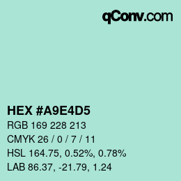 Color code: HEX #A9E4D5 | qconv.com