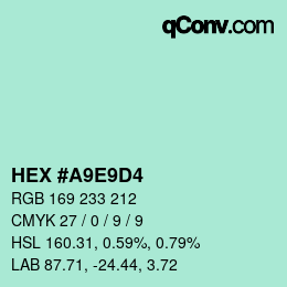 カラーコード: HEX #A9E9D4 | qconv.com