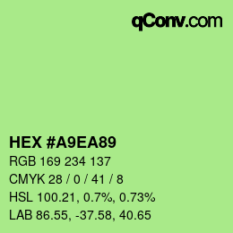 Color code: HEX #A9EA89 | qconv.com
