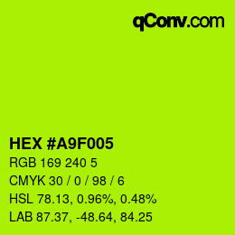 Color code: HEX #A9F005 | qconv.com