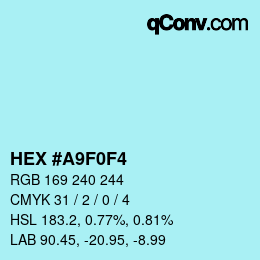 Código de color: HEX #A9F0F4 | qconv.com