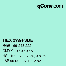 颜色代码: HEX #A9F3DE | qconv.com
