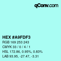 Color code: HEX #A9FDF3 | qconv.com