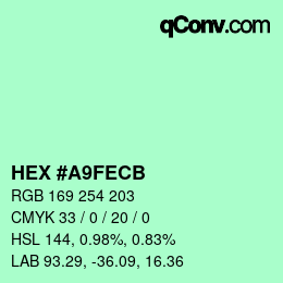 Color code: HEX #A9FECB | qconv.com