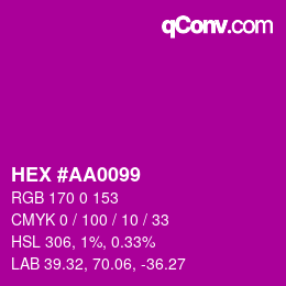 カラーコード: HEX #AA0099 | qconv.com