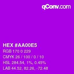 Color code: HEX #AA00E5 | qconv.com