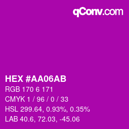 Color code: HEX #AA06AB | qconv.com