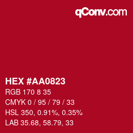 颜色代码: HEX #AA0823 | qconv.com
