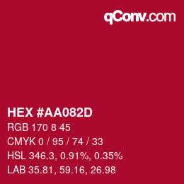 Color code: HEX #AA082D | qconv.com