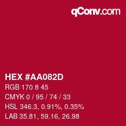 Color code: HEX #AA082D | qconv.com