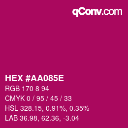 Farbcode: HEX #AA085E | qconv.com
