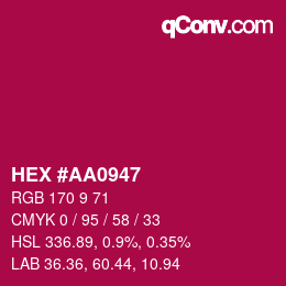 颜色代码: HEX #AA0947 | qconv.com