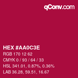 Color code: HEX #AA0C3E | qconv.com