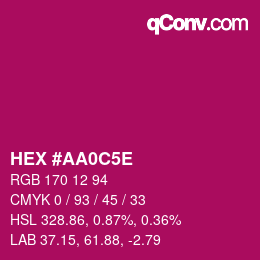 カラーコード: HEX #AA0C5E | qconv.com