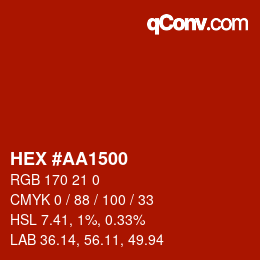 Color code: HEX #AA1500 | qconv.com