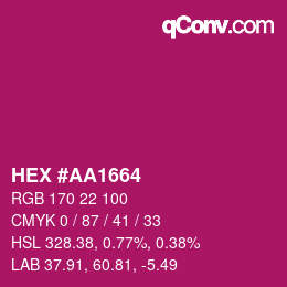 カラーコード: HEX #AA1664 | qconv.com