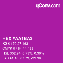 カラーコード: HEX #AA1BA3 | qconv.com