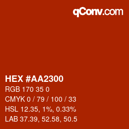 Color code: HEX #AA2300 | qconv.com