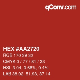 カラーコード: HEX #AA2720 | qconv.com