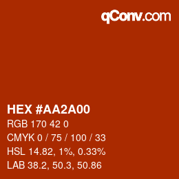Farbcode: HEX #AA2A00 | qconv.com