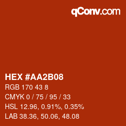 Color code: HEX #AA2B08 | qconv.com