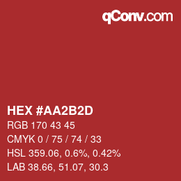 カラーコード: HEX #AA2B2D | qconv.com