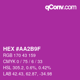 Color code: HEX #AA2B9F | qconv.com