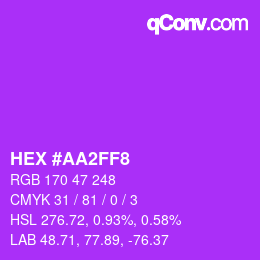 Color code: HEX #AA2FF8 | qconv.com
