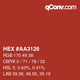 Color code: HEX #AA3126 | qconv.com