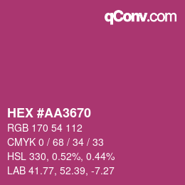 颜色代码: HEX #AA3670 | qconv.com