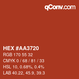 カラーコード: HEX #AA3720 | qconv.com