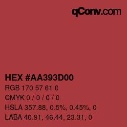 颜色代码: HEX #AA393D00 | qconv.com