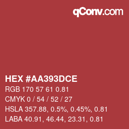 Farbcode: HEX #AA393DCE | qconv.com