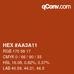Color code: HEX #AA3A11 | qconv.com