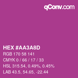 Color code: HEX #AA3A8D | qconv.com