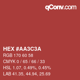 Color code: HEX #AA3C3A | qconv.com