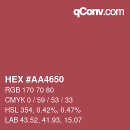 Código de color: HEX #AA4650 | qconv.com