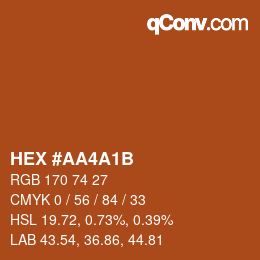 Color code: HEX #AA4A1B | qconv.com