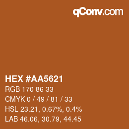 Color code: HEX #AA5621 | qconv.com