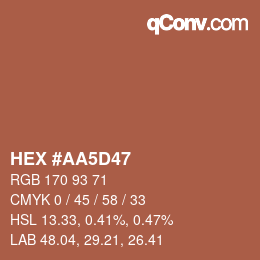 颜色代码: HEX #AA5D47 | qconv.com