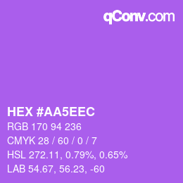 颜色代码: HEX #AA5EEC | qconv.com