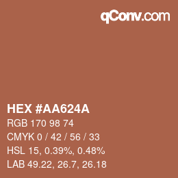 カラーコード: HEX #AA624A | qconv.com