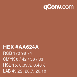 カラーコード: HEX #AA624A | qconv.com