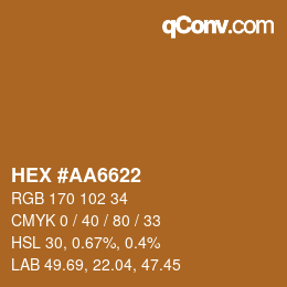 颜色代码: HEX #AA6622 | qconv.com